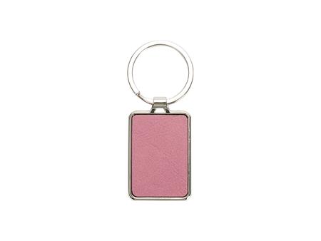 Engraving Blanks Metal Keyring  w/ Engravable Leather (Rect, Pink)