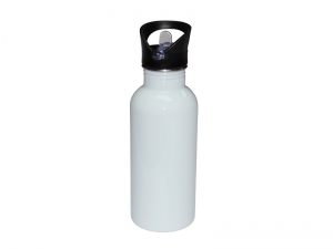 Sublimation 500ml Stainless Steel Water Bottle with Straw Top - White