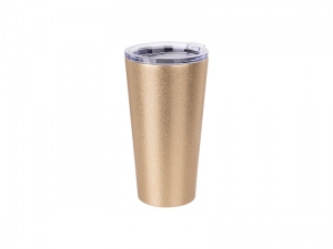 Sublimation 16oz/480ml Glitter Stainless Steel Tumbler w/ Lid (Gold)