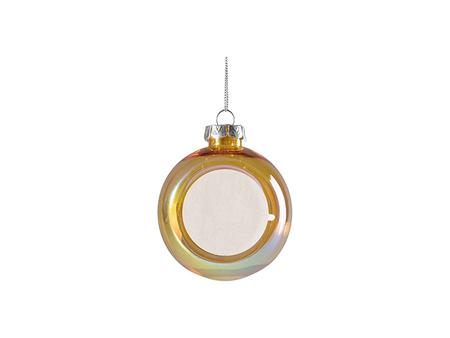 Sublimation 8cm Plastic Holographic Christmas Ball Ornament w/o Insert (Clear,Gold)