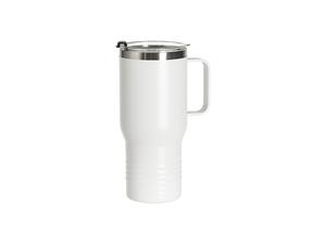 Engraving Blanks 22oz/650ml Powder Coated Ringneck Grip Stainlee Steel Tumbler with Handle(White)