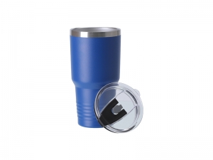 Engraving Blanks 30oz/900ml Powder Coated Stainless Steel Tumbler w/ Ringneck Grip (Royal Blue)